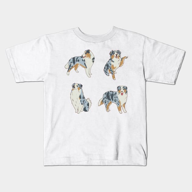 australian shepherd drawing Kids T-Shirt by Mayarart